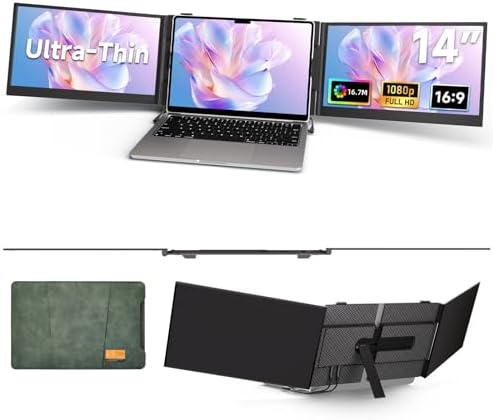 Triple Laptop Screen Extender, 2.2lb 14" FHD Ultra-Light Multiple...
