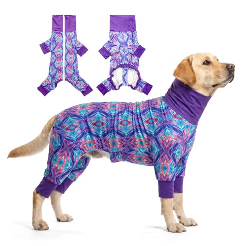 Image of Dog Anxiety Relief Pajamas, Dog Sun Protection UV Shirt for Medium Small Large Dogs, Breathable UPF 50+ Pet Clothes for Outdoor, Travel, Beach Gear