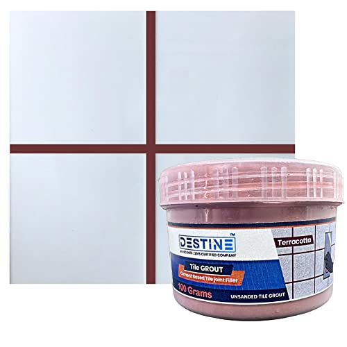 Image of DESTINE READY-TO-MIX inchTILE GROUT inch (16 COLOURS) (ALL PACKS: 100 Gm,250 Gm,400 Gm,800 Gm,1 Kg), Waterproof, Cement Based Tile Joint Filler, Crack Filler, Tiles Gap Filler (100 Gm, Terracotta)