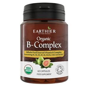 Organic Vitamin B Complex from Whole Foods – Blend of All 8 B Vitamins per Capsule – Vegan – 60 Capsules