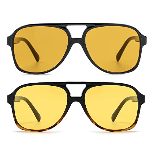 Image of Polarized Classic Vintage Aviator Sunglasses for Men Women Large Frame Retro 70s Sunglasses