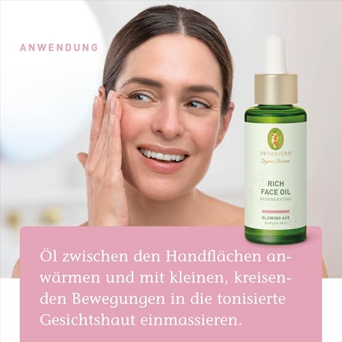 PRIMAVERA Rich Face Oil – regeneracja 30 ml – naturalny kosmetyk – lekki olejek do twarzy dla dojrzałej i wymagającej skóry – aktywuje komórki i wzmacnia skórę – wegański