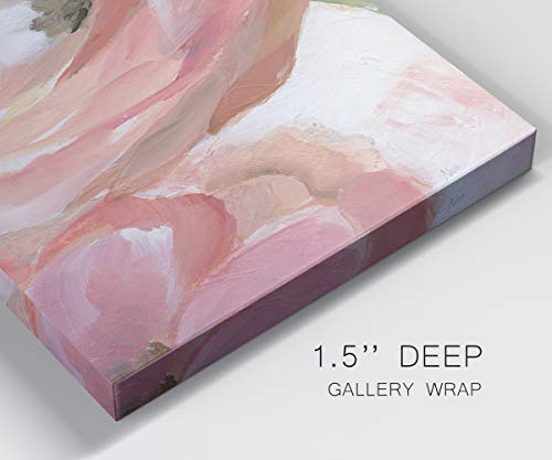 Renditions Gallery Canvas Floral Wall Art Modern Paintings & Prints Decorations Pink Blooming Flowers Glam Vibrant Botanical Wall Hanging Artwork For Bedroom Office Kitchen - 12"X24" Lt43 #TOP5