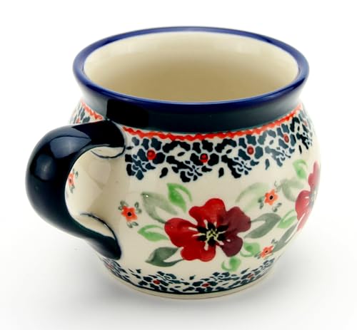 Polish Pottery 16 oz. Coffee Bubble Mug with Handle by Zaklady Boleslawiec – Handcrafted Polish Stoneware Cup for Latte, Hot Tea, Mocha, Cocoa - Housewarming Wedding – 3.7 inch