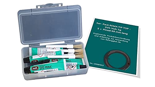 fishingglue.de 5er-Pack Rema Tip TOP GUMMILÖSUNG/VULKANISIERLÖSUNG SVS-Vulc 5g + 5 Pinsel 68 mm lang; Flickzeug Fahrrad Schlauchreparatur Cover