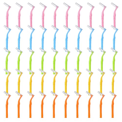 50 cepillos interdentales en forma de L, cepillos interdentales entre dientes, suaves, 5 tamaños diferentes, con mango corto para el cuidado dental