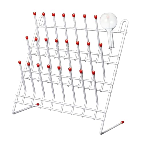 Heytaful Lab Drying Rack 55 Pegs Lab Glassware Rack Steel Wire Glassware Drying Rack Free-Standing Tube Drying Draining Rack for School Laboratory Utensils (24 pegs)