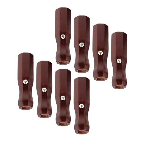 8Pcs Foosball Replacement Handles - 16mm Hole Wooden Rod End Caps with Non-Slip Grips | Standard Soccer Table Accessories (Deep Red, 4.92