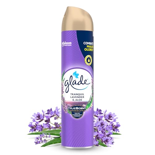 Glade Ambientador Aerosol Lavanda, Combate Malos Olores, con Aceites Esenciales, 1 Aerosol