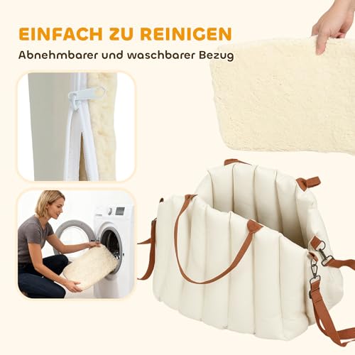 PawHut Hundetasche Hundetragetasche mit Sicherheitsgurt, rutschfestem Boden, Kissen, Hunde Autositz für Rückbank und Vordersitz, Abnehmbarer waschbarer Hundesitz für Kleine Hunde und Katzen Haustiere