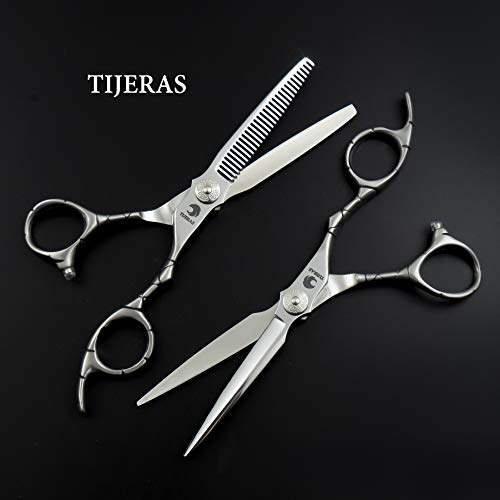 TIJERAS 6.0” Professional Thinning&Straight Hair Cutting Shear Set Japan 440C Steel Dry Cutting Scissors Sharp 20%-30% Cutting Rate for Stylists - Thumbnail 2