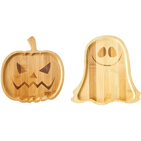 BestAlice Halloween Wooden Pumpkin Ghost Plates Cover