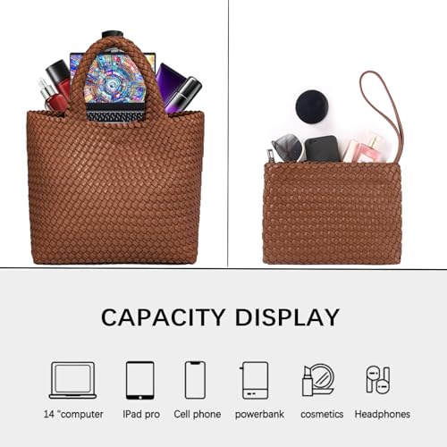Image of JINMANXUE Fashion Woven Bag Shopper Bag Travel Handbags and Purses Women Tote Bag Large Capacity Shoulder Bags