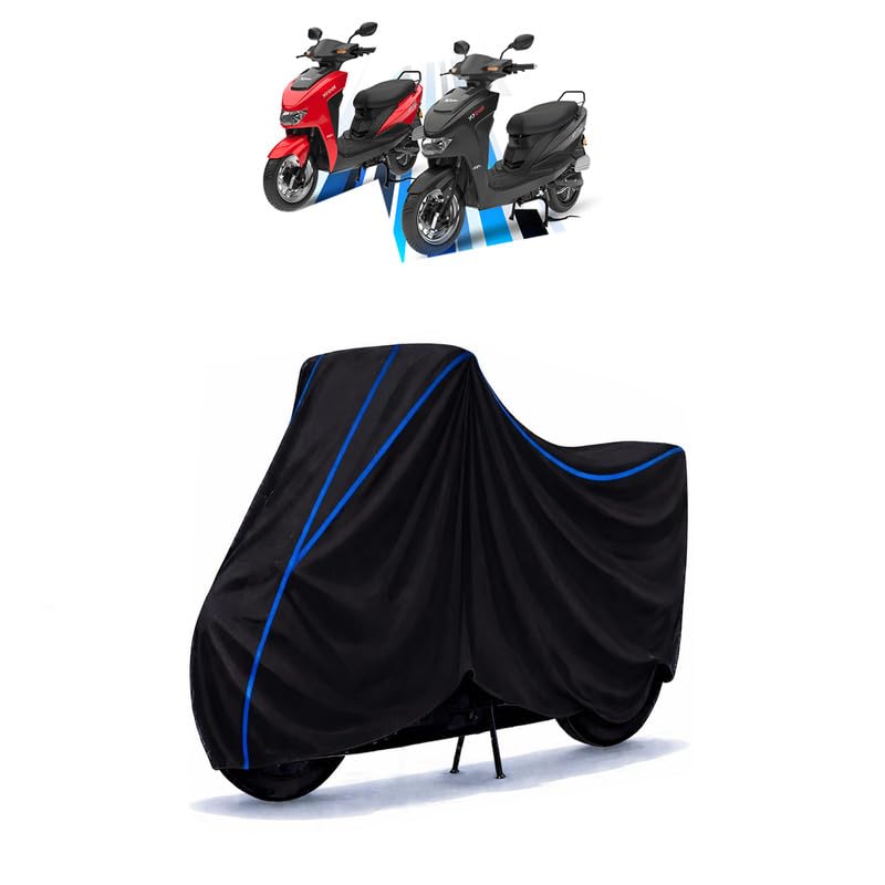 Image of Scooty Cover Water Resistant for Yo Drift DX Plus | Universal Scooter & Bike Cover | Heavy Duty UV Dust, Rain & Scratch Protection Weather Indoor Outdoor | Black with Blue Piping