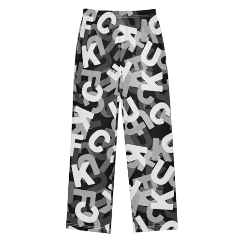 ZZXXB Fuck Print Boys Long Pants Soft Trousers Elastic Waist Kids Lounge Bottoms with Pockets S-XL