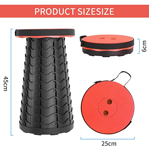Baralir Portable Stool, Folding Stool, 480 lb, Telescopic Stool, Suitable for Camping and Fishing, Camping Stool (Red) - Image 3