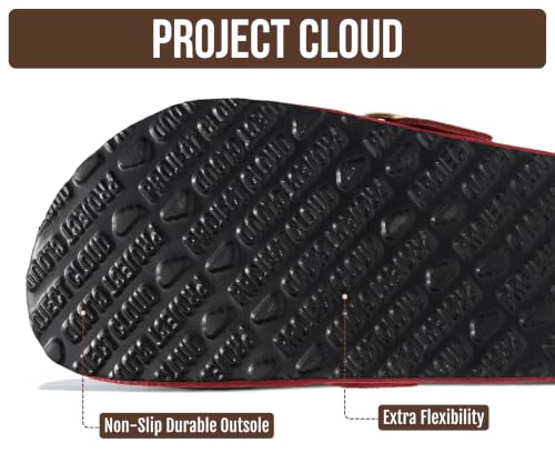 Image of Project Cloud 100% Genuine Leather Clogs for Women Shoes - Memory Foam Insole, Non-Slip & Natural Cork Footbed Arch Support Big Buckle Womens Clogs and Mules Footwear (Manchester)