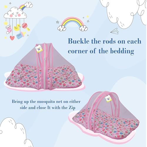 Image of Toddylon Baby Bedding Set New Born Baby Bed Mosquito Net | Carry Bag|Sheets | Essentials Combo (0-6 Months) (4PCS Set)