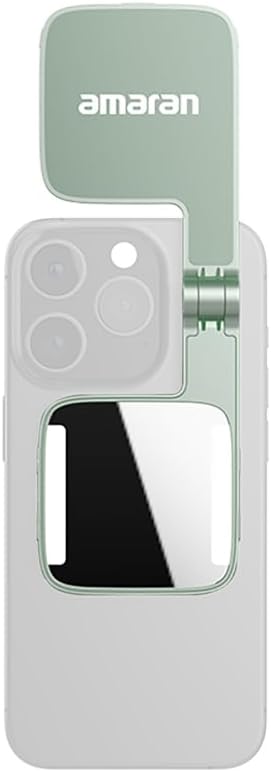 Amaran Go Magnetic Selfie Phone Light, Compatible with MagSafe & Qi2 Magnets, Dual LED Light Source with Adjustable Mirror Light & CCT (2700K-6500K), for Selfies, Makeup, & Content Creation (Green)