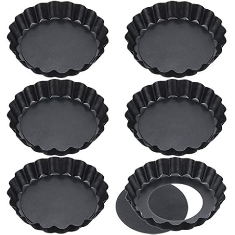 FANTESI 6 Pack Non Stick Quiche Pans Cover