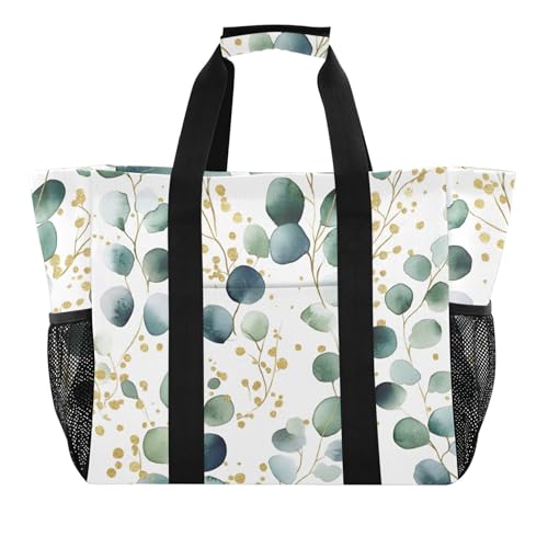 Grand sac de plage en toile imperméable design eucalyptus haut de gamme
