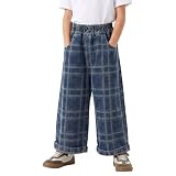 SCBEBE Pull-on Boys Jeans Elastic Waistband Wide Leg Denim Pants Baggy Trousers for Toddlers & Big...