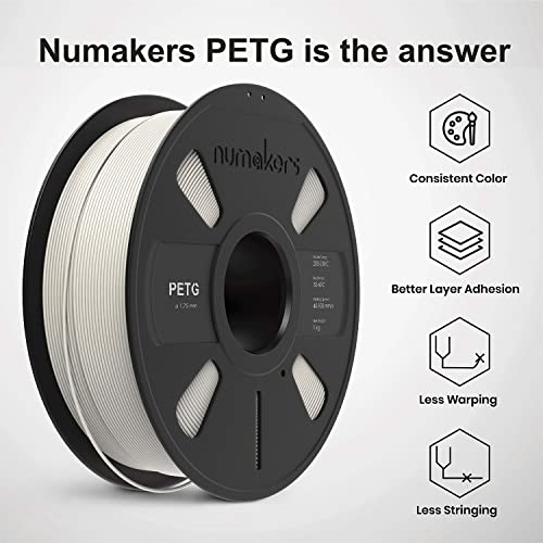 Image of Numakers PETG-HS 1.75mm 1kg 3D Printer Filament Clear Light Blue High-Speed Printing Strong & Tough Odorless Moisture Proof Low Warping Precise 3D Printing Fits Most FDM Printers (Pure White)