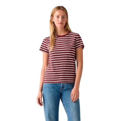 Levi's Perfect Tee, Maglietta da Donna Benitoite Cloud Dancer STRI, Trudy Stripe Chocola, XS