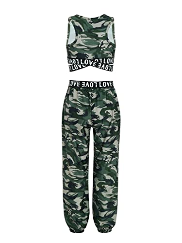 Jugaoge Kids Girls Gymnastics Crop Top Sport Bras with Athletic Pants Trousers 2 Pieces Activewear Set2