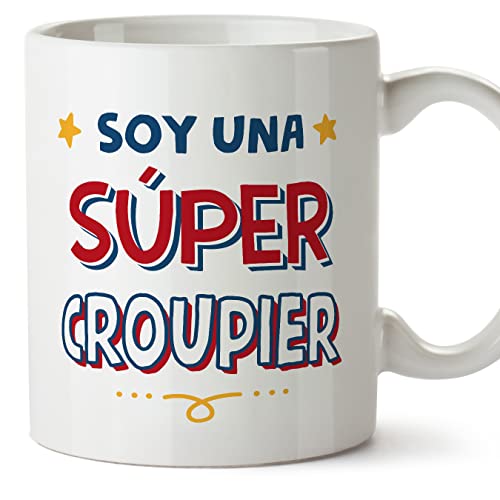 MUGFFINS Tazas para CROUPIER mujer - En Español - Soy Súper - 11 oz / 330 ml - Regalo original y divertido