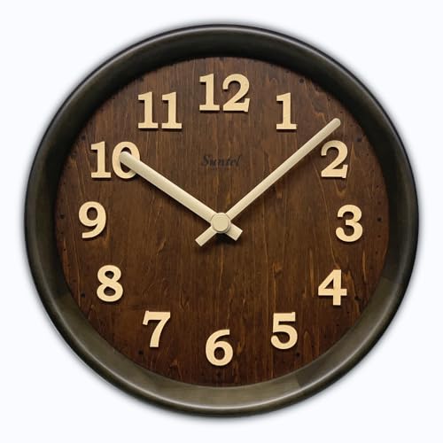 さんてる 日本製 天然木 高性能サイレント電波時計 クッキーブラック 直径255×45mm DQL740-DBK