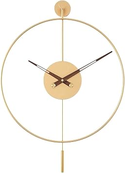 Clock Wall Clock Wall Clock Pendulum Modern Round Minimalist Non-Ticking Silent Metal Clock Classic Decorative Wall Clock Wall Clock Fashion Color Gold, Size 23.6 x 31.5 inches 60 x 80 cm