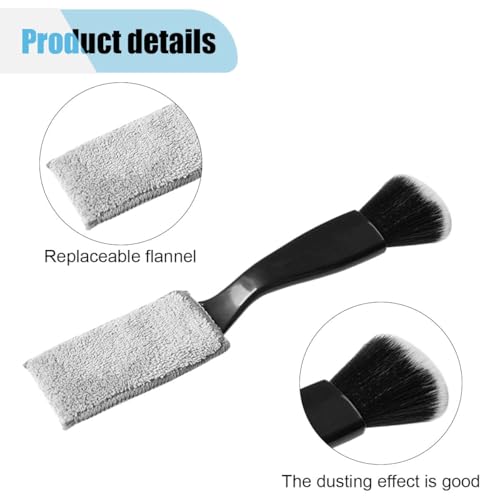 Car Double Head Clean Brush, 2 in 1 Duster for Car Clean, Car Interior Dust Detailing Brush for Air Vents Dashboard Screen, Soft Car Cleaning Tool Accessories (Black) - Image 4
