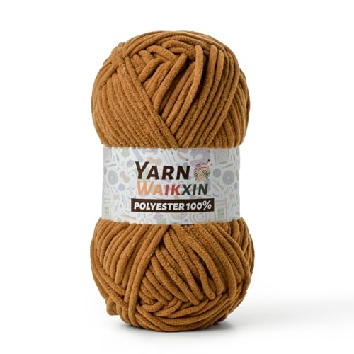 Image of Soft Chenille Yarn for Crocheting, Fluffy Chunky Crochet Yarn for Baby Blanket, (1.76oz /65.6yds) Fuzzy Velvet Yarn for Amigurumi&DIY Puzzle、Crafts、Scarf(Light Tan)