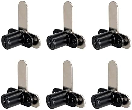 Xnrtop Cam Locks Cabinet Locks Keyed Alike， Cylinder Length Fits on 0.4'', Secure File Drawer Mailbox RV Storage Tool Box Replacement Lock Set, Zinc Alloy(5/8 Inch 6Pcs) (Black, 16mm)