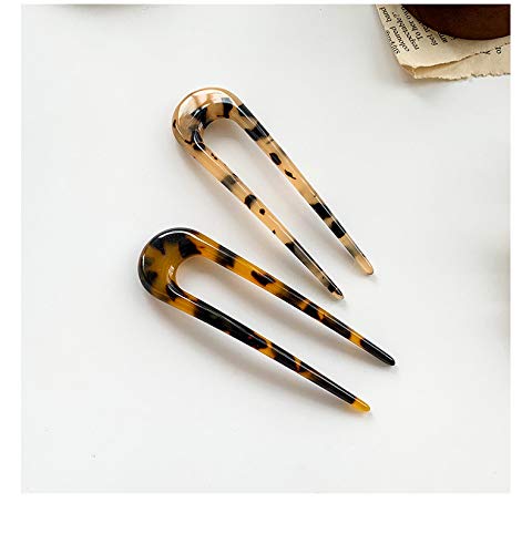 2 Pieces U Shaped Hair Pin Stick Cellulose Acetate Hairpins Chignon fork for Women Girls