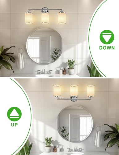 Image of DORESshop 3-Light Chrome Bathroom Light Fixture - Industrial Style with Clear Glass Shades