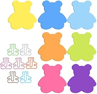 Molain Cute Animal Sticky Notes with Paper Clips, Cartoon Bear Self-Stick Notes Index Tabs Animals Shape Markers Flags Memo Pads 7 Pack 210 Sheets