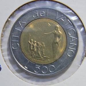 Brillante Ciudad del Vaticano Sin Circular 500 Liras 1991 - Papa Juan Pablo II - La Gran Comisión - RARO - MENTAGE DESCONOCIDO!