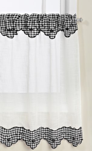 Lorraine Home Fashions Provence Tier Curtain Pair, 60 by 36-Inch, Black