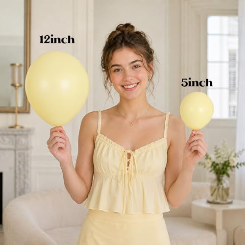 Image of Togvu Pastel Yellow Balloons, 50Pack 5 Inch Small Mini Light Pale Yellow Latex Party Balloons for Birthday Wedding Baby Shower Sunflower Easter Party Decorations Supplies