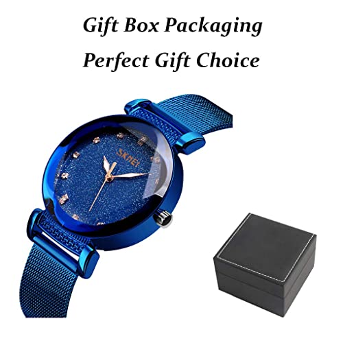 Cakcity Women's Fashion Starry Sky Watch Luxury Analog Stardust Watches For Girls Casual Luminous Ladies Wrist Watch With Stainless Steel Mesh Band Dress Watch #TOP5