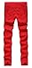 NITAGUT Men's Skinny Ripped Distressed Destroyed Slim Straight Fit Zipper Jeans with Holes Red-US 30