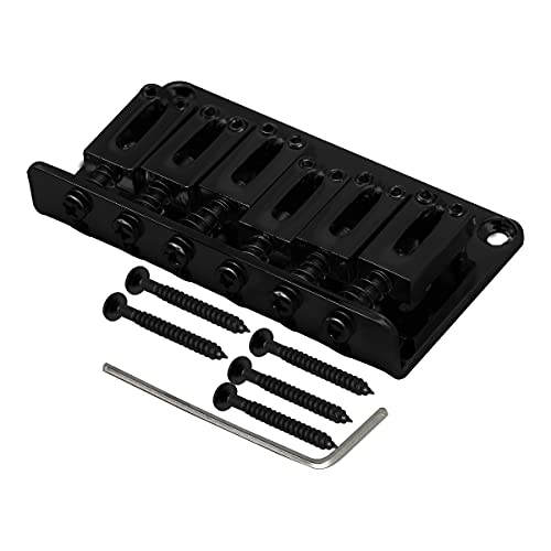 Fleor 6 String Fixed Hardtail Saddle Bridge Top Load Guitar Tailpiece Black Fit Strat Tele Electric Guitar #TOP3