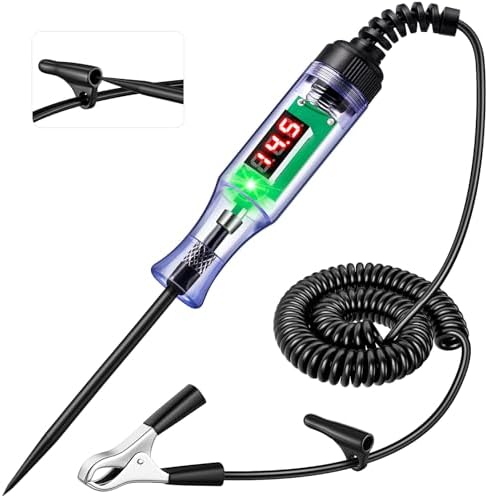 Automotive Test Light with 3-48V LED Digital Readout, Automotive Circuit Tester with Voltmeter and Polarity Indicator Light, Electrical Voltage Test Pen with Stainless Probe for Fuse Car/Vehicles