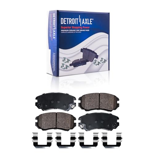 Image of Detroit Axle - Front Rear Brake Pads for Hyundai Elantra Sonata Tucson Kia Optima Sportage Magentis, Ceramic Brake Pads with Hardware Replacement