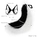 WanwanHut Faux Fur Wolf Ears Headband & Furry Dog Tail Set - Plush, Thickly Fluffed Fox Tail for Furry Costume & Fursuit - Features Wolf Ears, Fox Ears,- Ideal for Cosplay, Halloween, Prom Whiteblack