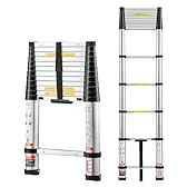 VEVOR Scala Telescopica da 3,8 m, Scala Estensibile Pieghevole Multiuso in Alluminio, Capacità Carico max. di 150 kg con Piedini Antiscivolo, per Casa, Lavori all'Aperto, Soffitta