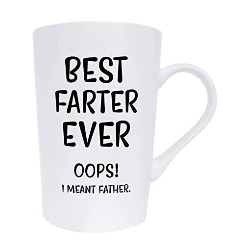 Taza de café con texto en inglés"Dad Best F Ever Oops I Meant Padre, Fun Dad Mug Gifts de Daughter Son", color blanco