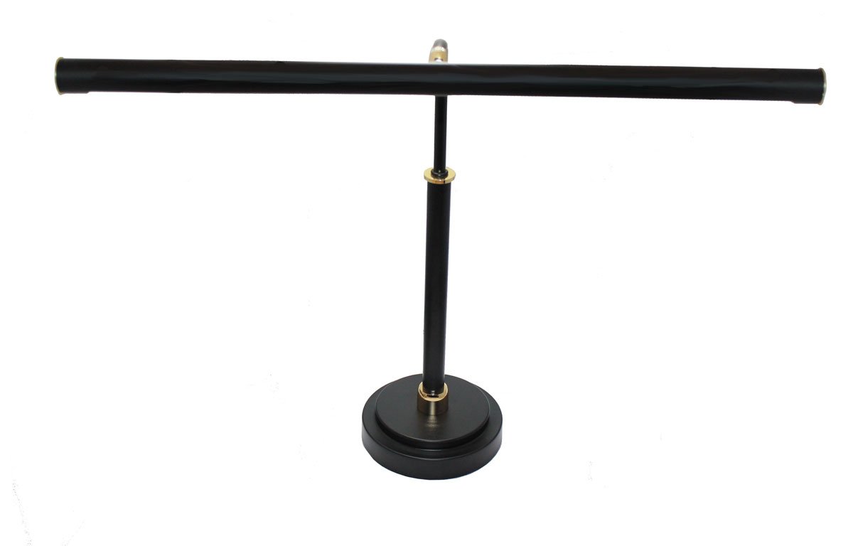 LED Piano Lamp Black with Brass Accents 19" Shade PLED